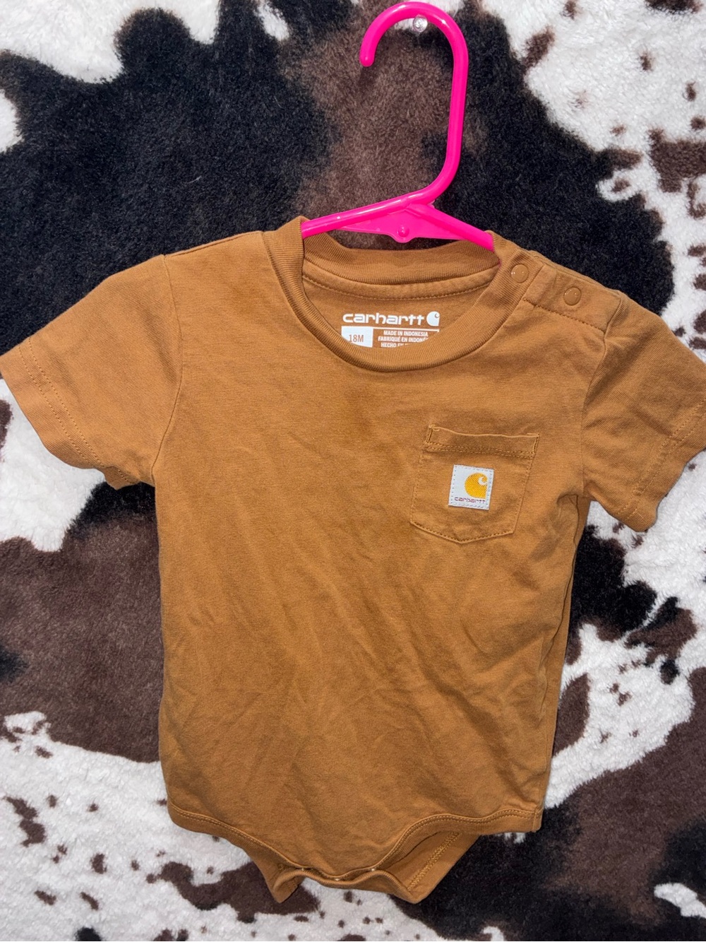 Carhartt Kids Short-Sleeve Pocket Bodysuit - Brown